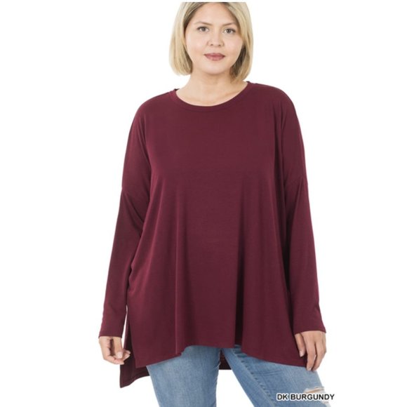 Zenana Dark BurgundyCozy At Home Top - Picture 4 of 5
